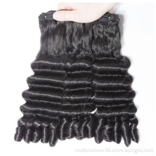 Customized Fumi Double Drawn Egg Curly Pixie Rose Curl Human Hair Bundles